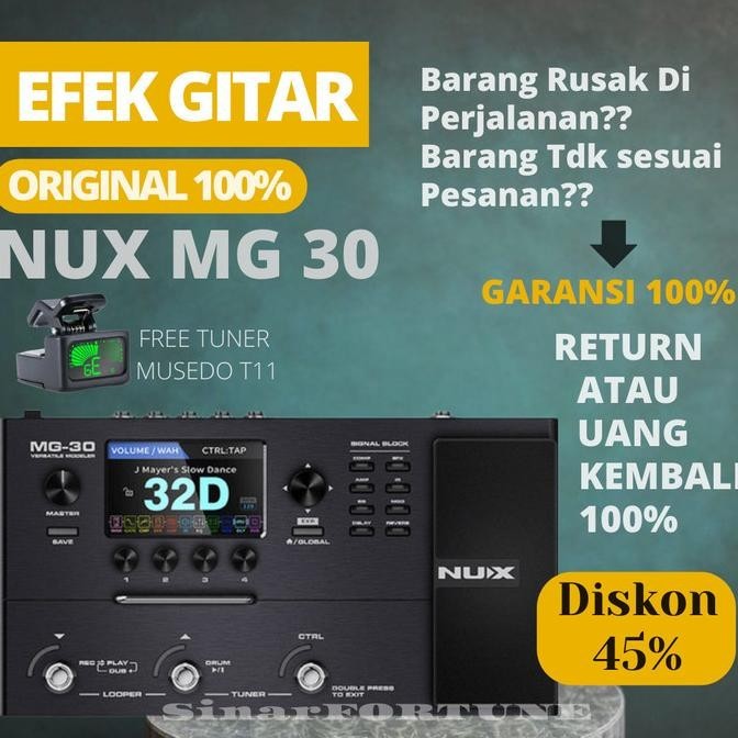 Multi Effect Gitar Guitar Nux Mg 30 Mg-30 Original Efek Gitar Listrik