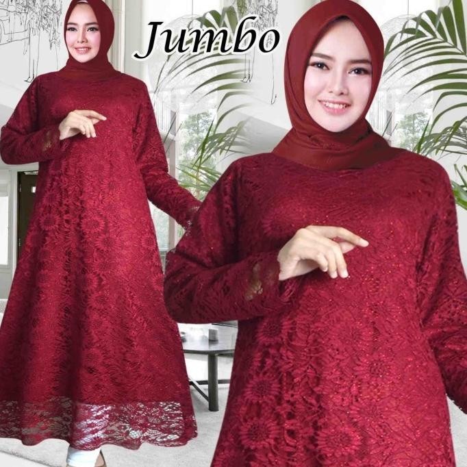 Tunik Wanita Jumbo Ld 130 Terbaru Dress Brokat Modern Jumbo Iragading