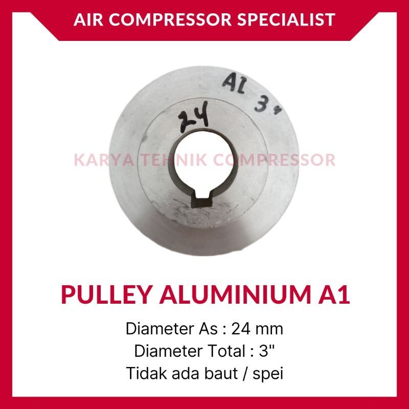 Puli Pully Pulley Dinamo Mesin Kompresor Aluminium A1 3 Inch 24 mm
