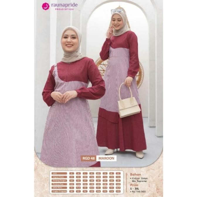 Baju Gamis Wanita Muslim Dress Salur Rgd 48 Rauna
