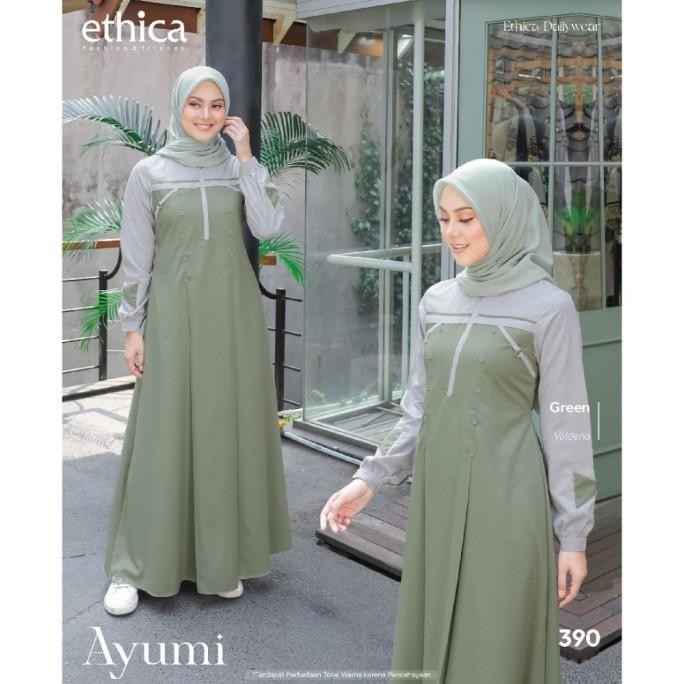 Ethica-Ayumi 390 Pink-Blue-Green Valdena Gamis Wanita Dewasa Polos