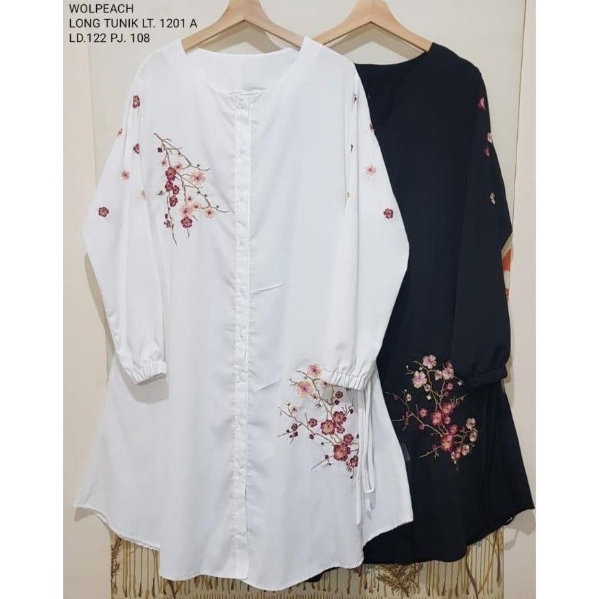 Atasan Tunik Putih Bordir Kancing Tiga Atasan Putih Blus Putih Tunik