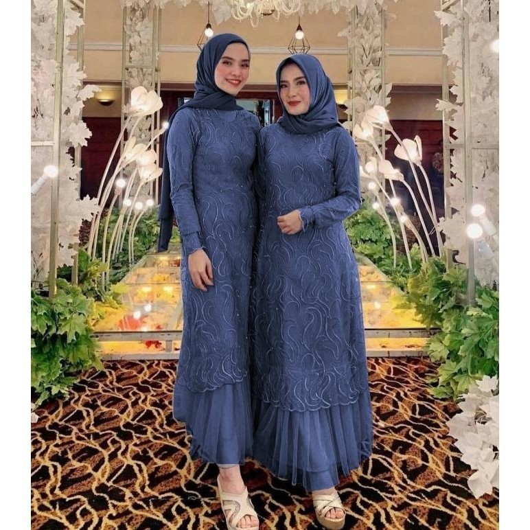 Maxi Geraldine Jumbo Navy [Gamis 0100] Uak Baju Gamis Wanita Terbaru