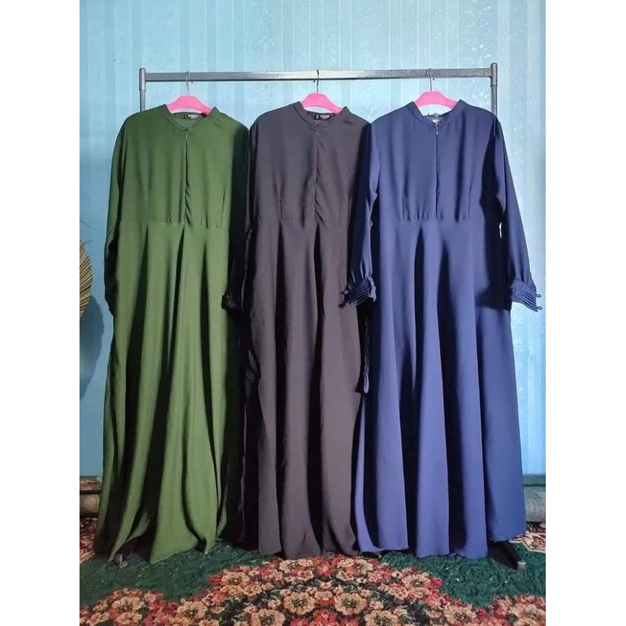 Gamis Polos Hijau Army-Gamis Wanita Syari Hijau Army Premium-Gamis