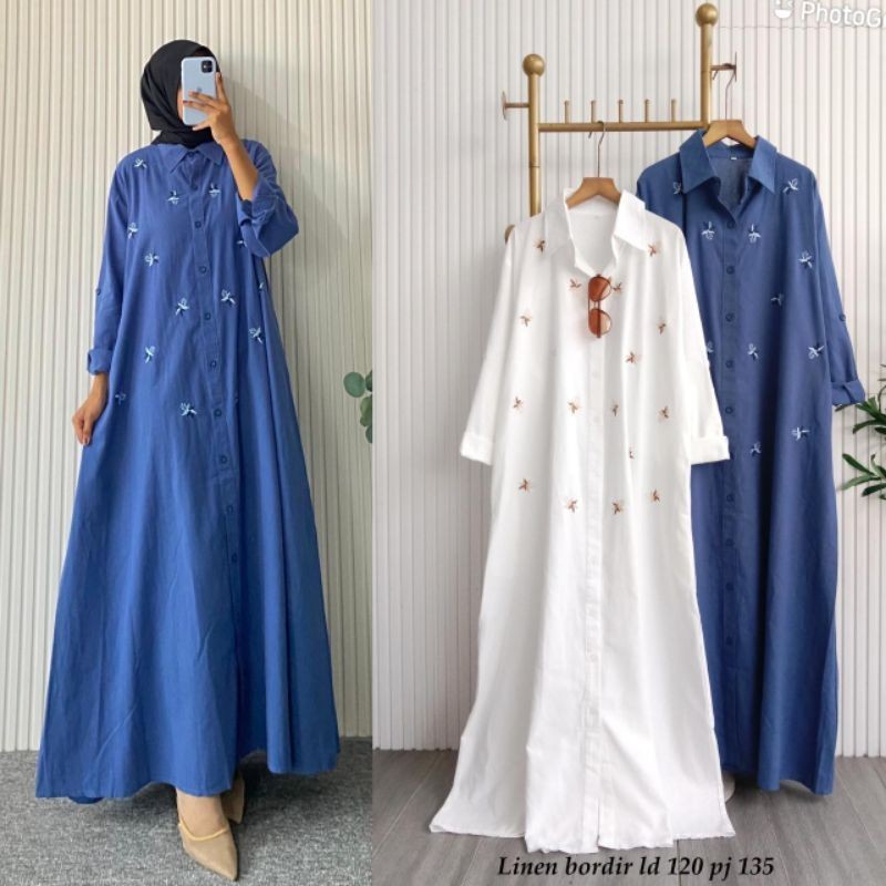 Dress linen bordir premium