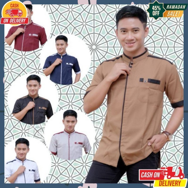 Terbaru 2024 Baju Koko Kemeja Koko Pria Keneja Lakilaki Keren Qurta Pakaian Muslim Koko Kwmeja Pria 