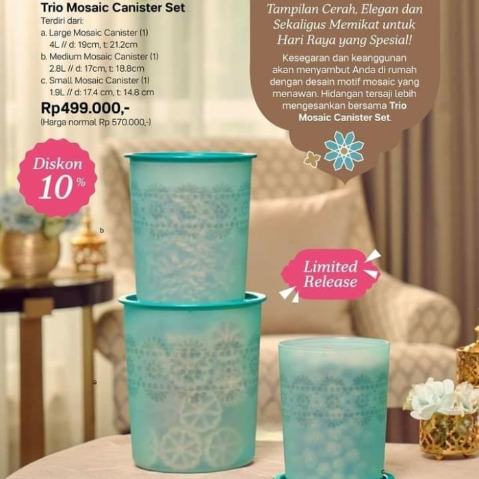 Trio canister set 3pcs toples tupperware