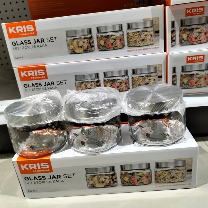 Kris 750 Ml Set 3 Pcs Stoples Kaca/GLASS JAR SET