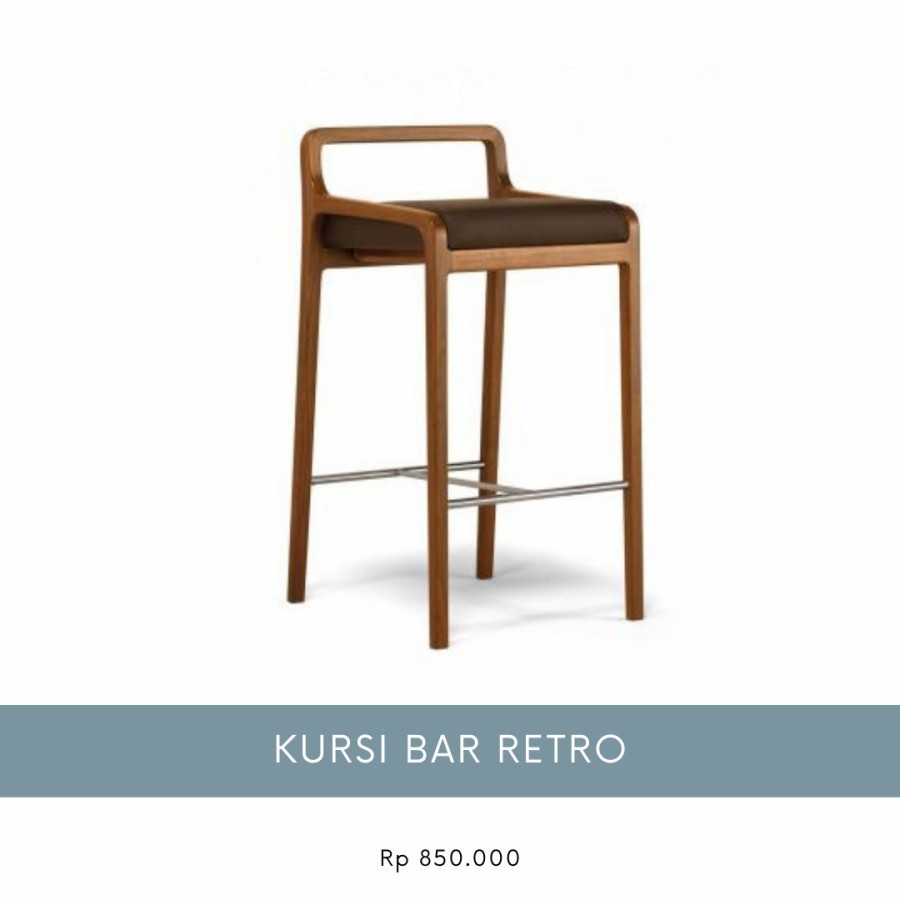 Kursi Bar Retro Jati Jepara Dudukan Busa Kain Oscar