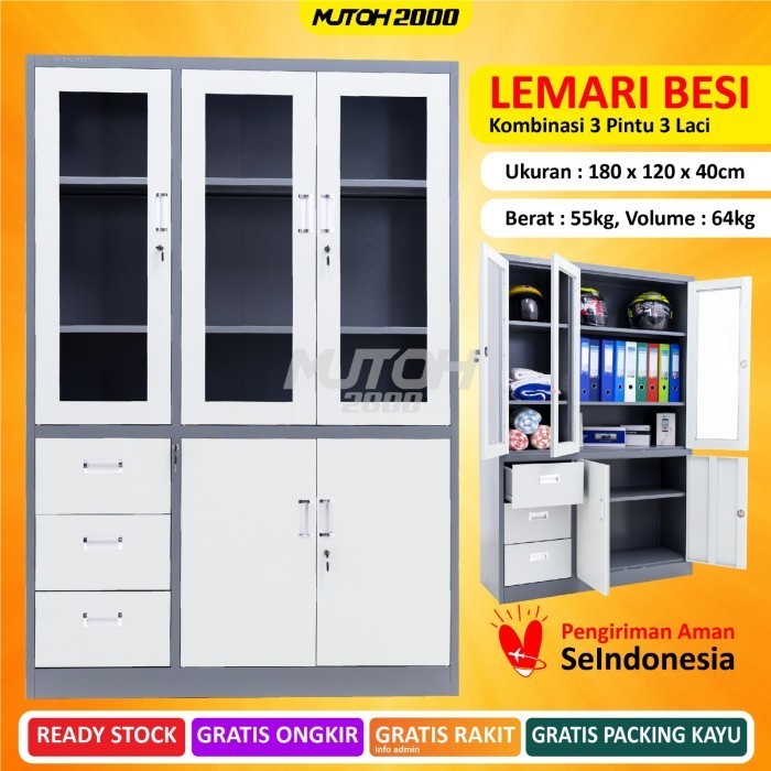 

Lemari Arsip Lemari Besi Filling Cabinet Kombinasi 3 Pintu 3 Laci