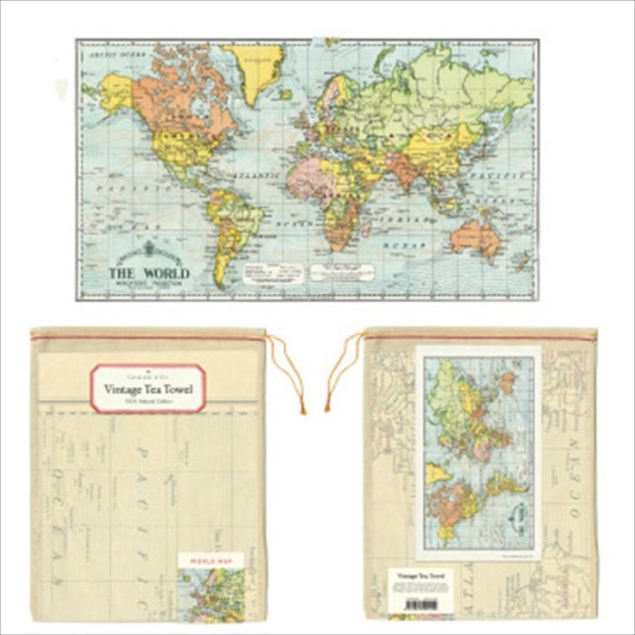 

Cavallini World Map Tea Towel