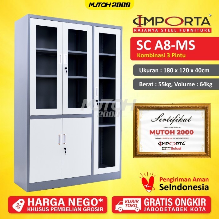 

Importa A8-Ms Lemari Arsip Besi Kombinasi 3 Pintu
