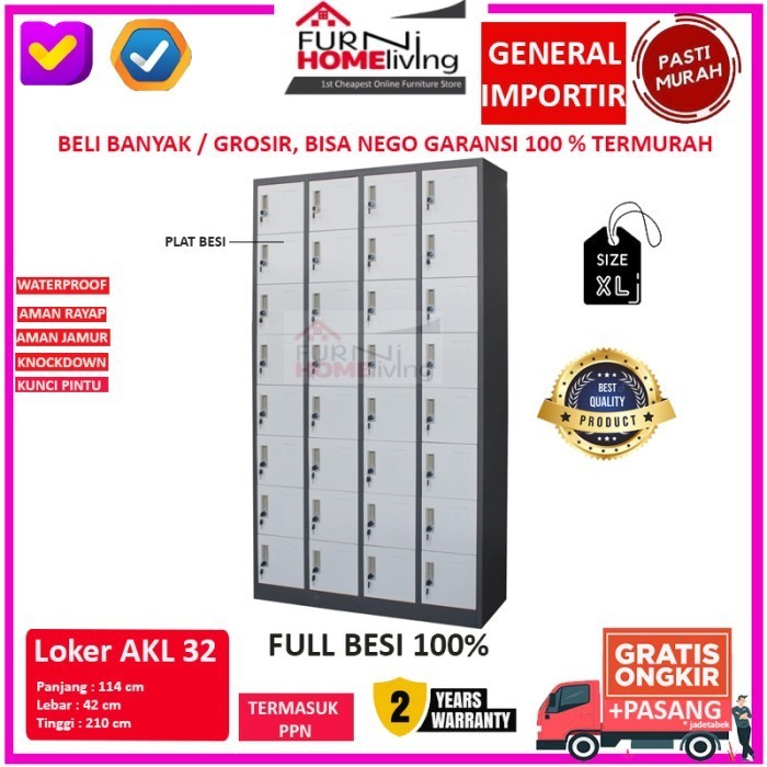 

Lemari Loker Locker Cabinet 32 Pintu Full Besi Akl32
