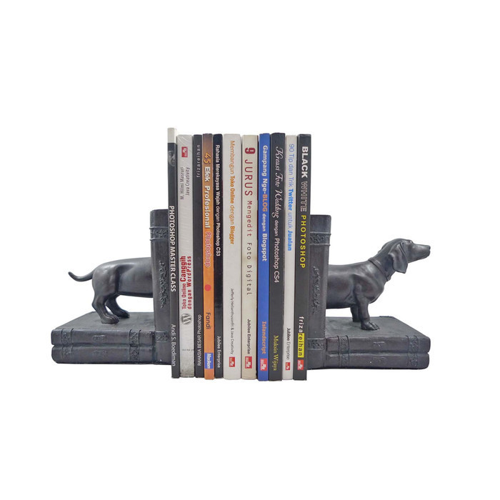 

Hermosa Pengganjal Buku/Pembatas Buku/Book End Black Long Dog
