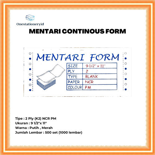 

Kertas Continuous/Continous Form 2 Ply, 2 Rangkap K2 Ncr Putih Merah