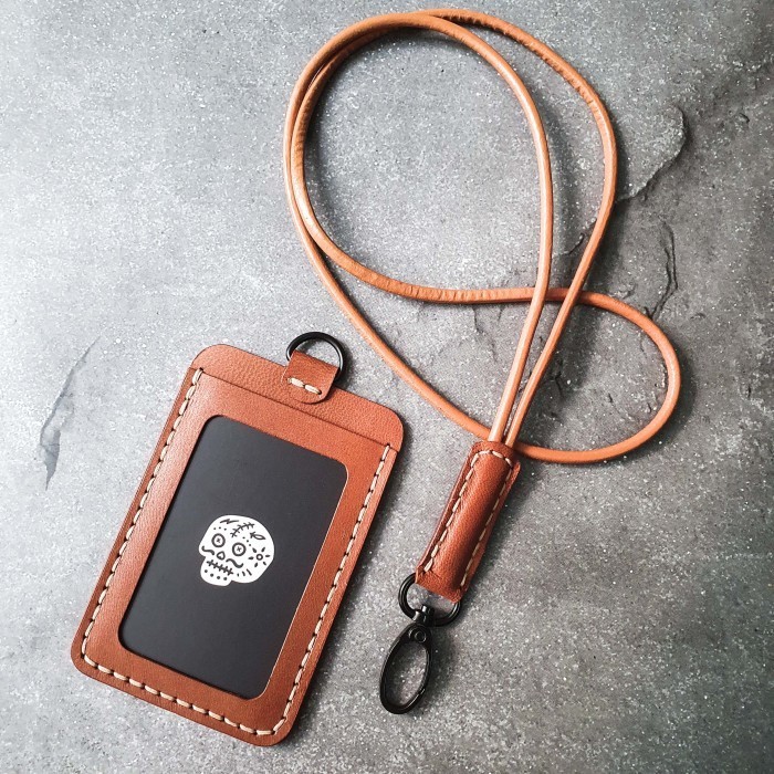 

Bds Element Brown , Full Leather Lanyard Id Card Holder , Double Slot