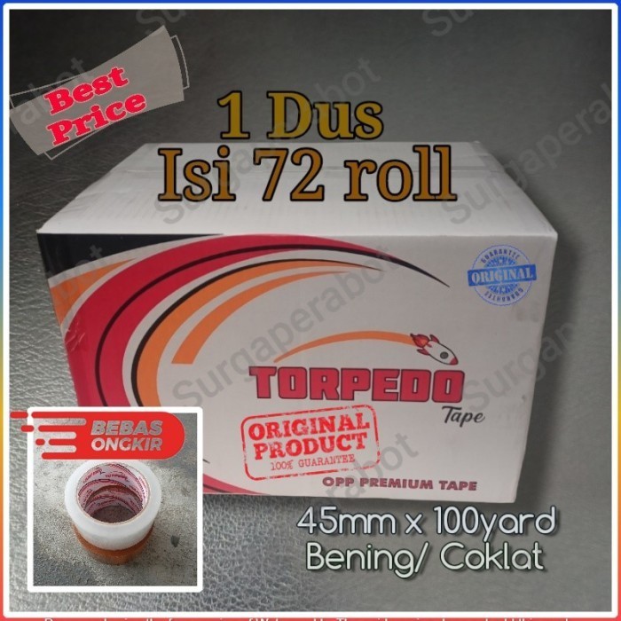 

Lakban Bening Coklat 45Mm X 100 Yard Torpedo Per Dus 2 Inch 100Y 1 Box