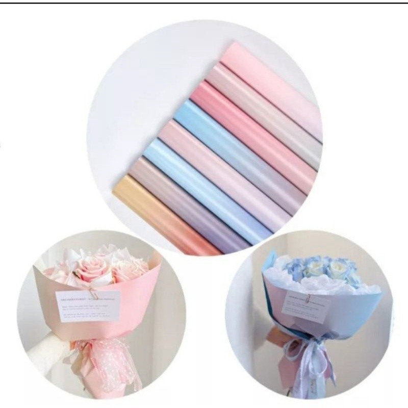 

cellophane kertas pembungkus bunga wrapping papper korean style gradasi pink biru