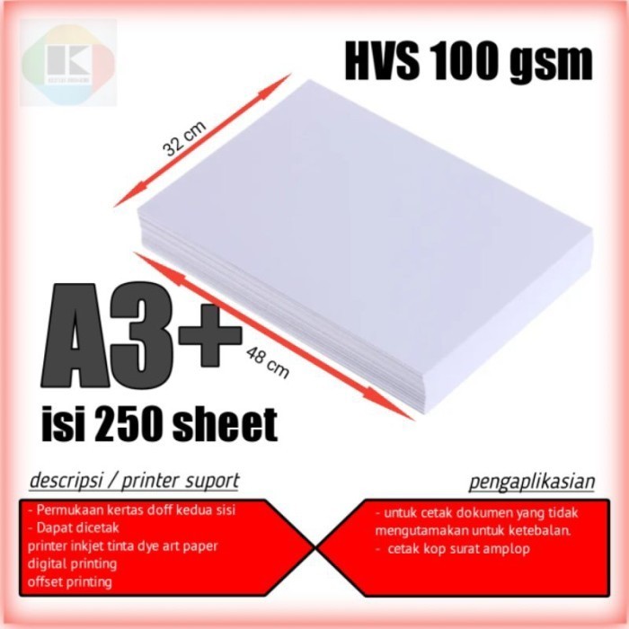 

Kertas Hvs 100 Gsm A3+ Plus 32Cm X 48Cm Isi 250 Lembar Kertas Fotocopy