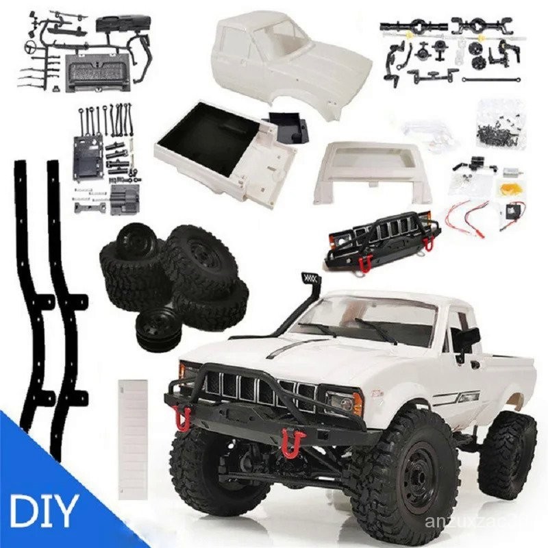WPL C24-1 4WD Kit 1/16 Mobil RC Off Road Crawler 2.4G Model Kendaraan 2CH dengan Motor Servo dan Lam