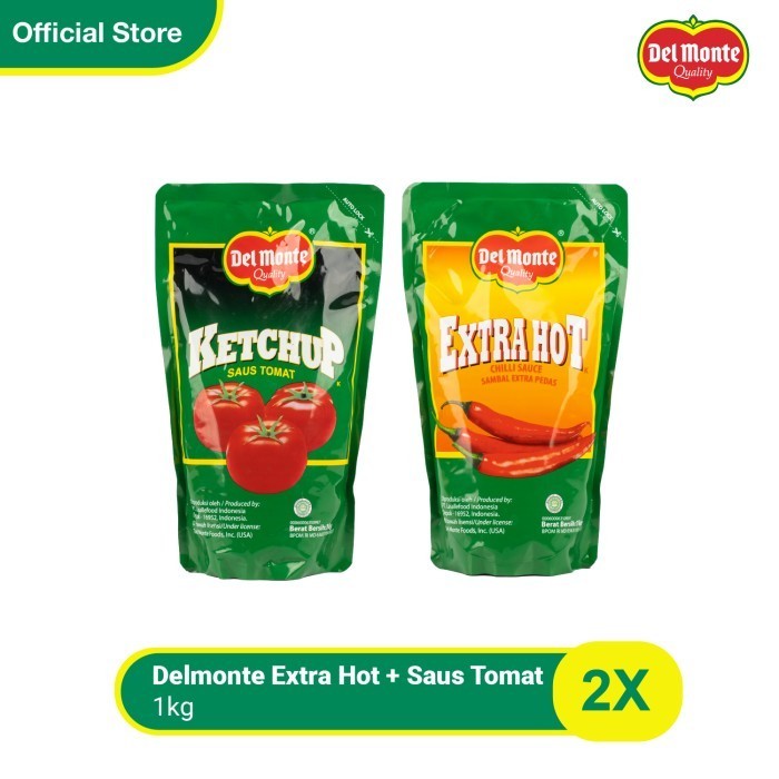 

Delmonte Saus Tomat Pouch 1Kg + Saus Extra Hot Pouch 1Kg