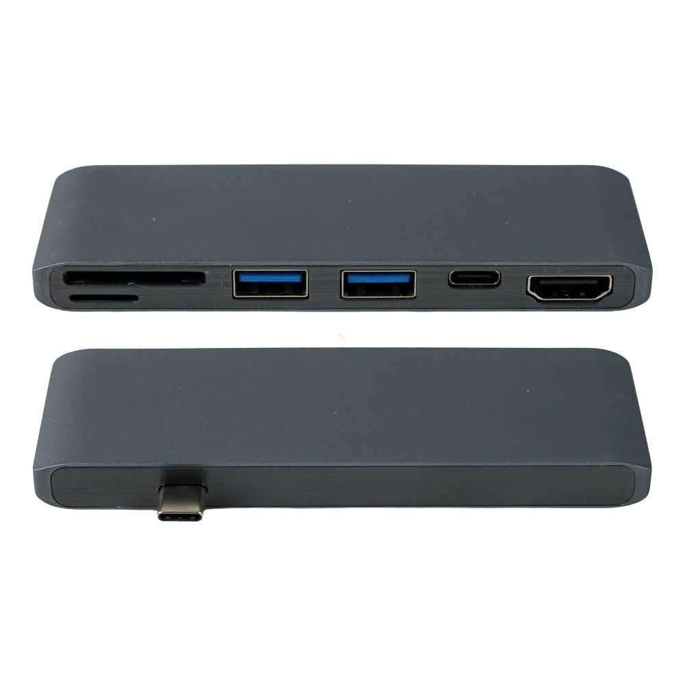 CHIPAL USB Hub 6 in 1 USB Type C with HDMI 4K Card Reader T62 Type C Memori Panjang Terminal Reader 