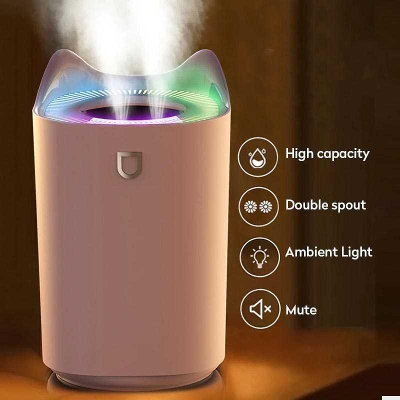 Humidifier Aromatherapy Oil Diffuser Double Spray 3.3L 7 PDQ Diffuser Aromatherapy Aromaterapi Humidifier Diffuser Aromaterapi Dehumidifier Diffuser Humidifier Humidifier Diffuser Humidifier Bayi Flu Dan Batuk Air Humidifier Aromatherapy Difuser Humidifie