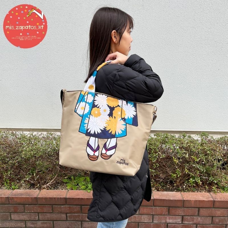 Tas Mis Zapatos B-7378 tote bag motif kimono Jepang bunga original