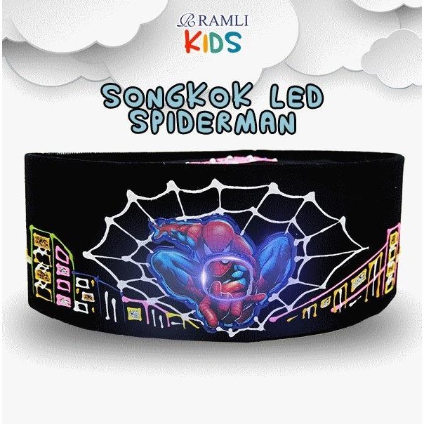 Kopyah Peci Anak Songkok Anak Ada Lampu Led Bisa Menyala Spiderman