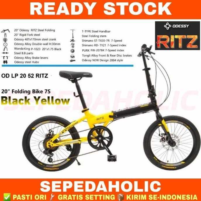 Terlaris Sepeda Lipat 20 Inch Odessy 20 52 Ritz Shimano Original 7 Speed Pengiriman Cepat