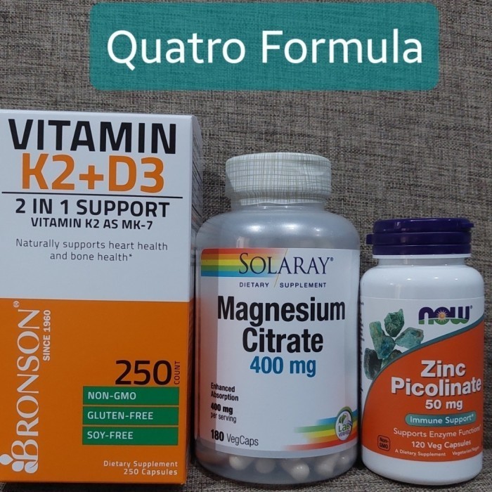 Quatro Formula,D3 5000Iu,K2 As Mk7, Magnesium Citrate, Zinc Picolinate