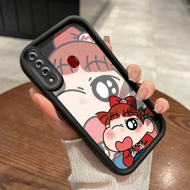 Casing Hp Samsung Galaxy A20s Case pola Crayon desain HP lensa HP Softcase kamera Sepasang Casing ge