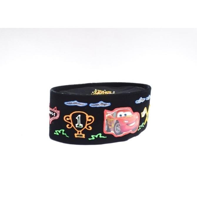 Peci Songkok Anak Hitam Lukis Motif Car