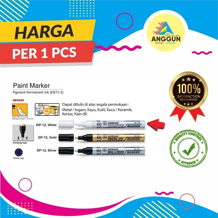 

Spidol Paint Marker Putih Snowman / Spidol marker / Spidol Permanent