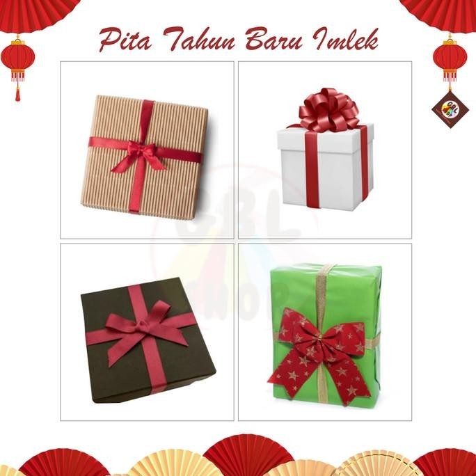 

Pita Kado Satin Imlek 1 cm Pita Hampers Chines Year (50 yard)