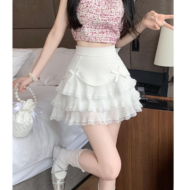 6550 TATA PLEATED MINI SKIRT SATIN SIFON ROK PENDEK LIPAT KOREA STYLE JEPANG