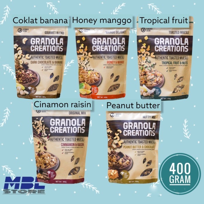 

Hundred Seeds Granola Creation 400 Gram Coklat Banana Cinammon Raisin