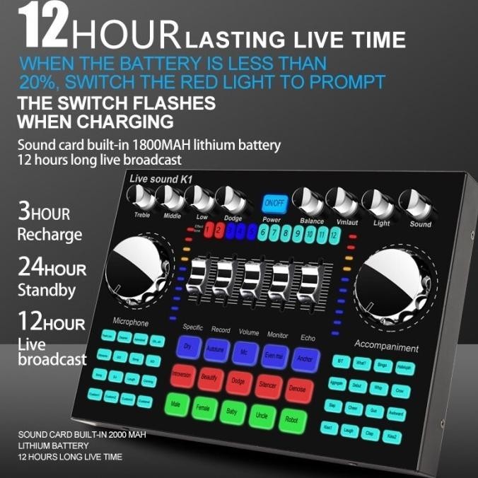 Soundcard K1 Bluetooth Live Audio Usb External Recording