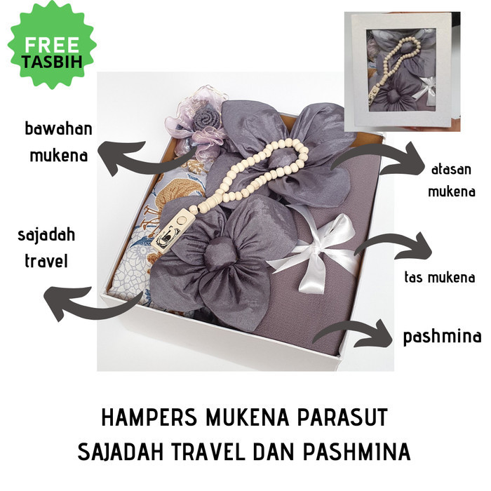 

Hampers Travelling Mukena Parasut Sajadah Dan Pashmina Instan