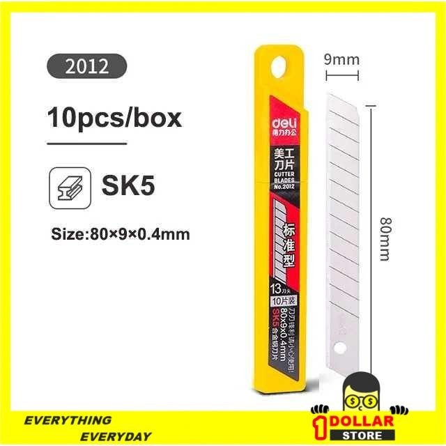 

$1 Deli Mata Pisau Cutter Knife Blade Alloy Steel SK5 9mm 10 PCS