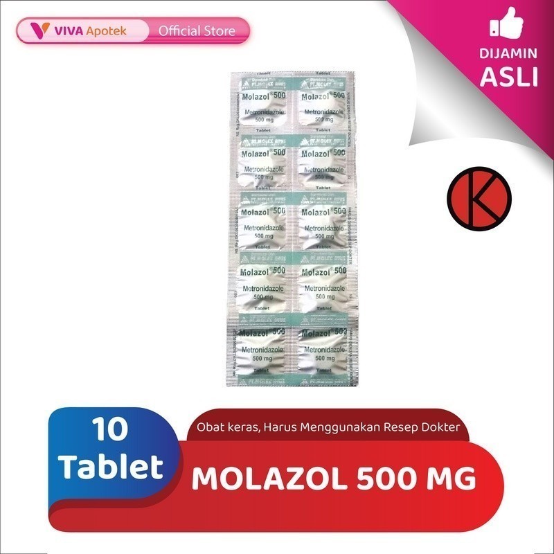 Molazol 500 mg / Metronidazole / Antibiotik (10 Tablet)