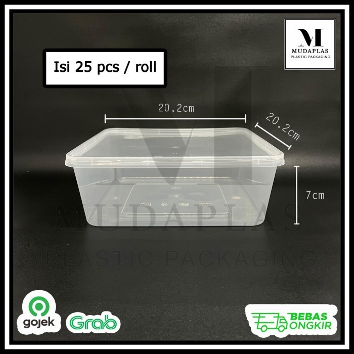 

paling diminati] Kotak Makan Plastik 2000 ml Square Thinwall DM Isi 25 pcs 2000SQ