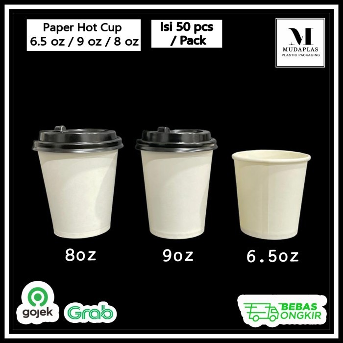 ] Paper Hot Cup / Paper Cup 6.5 oz 9 oz 8 oz Putih Polos / Gelas Panas