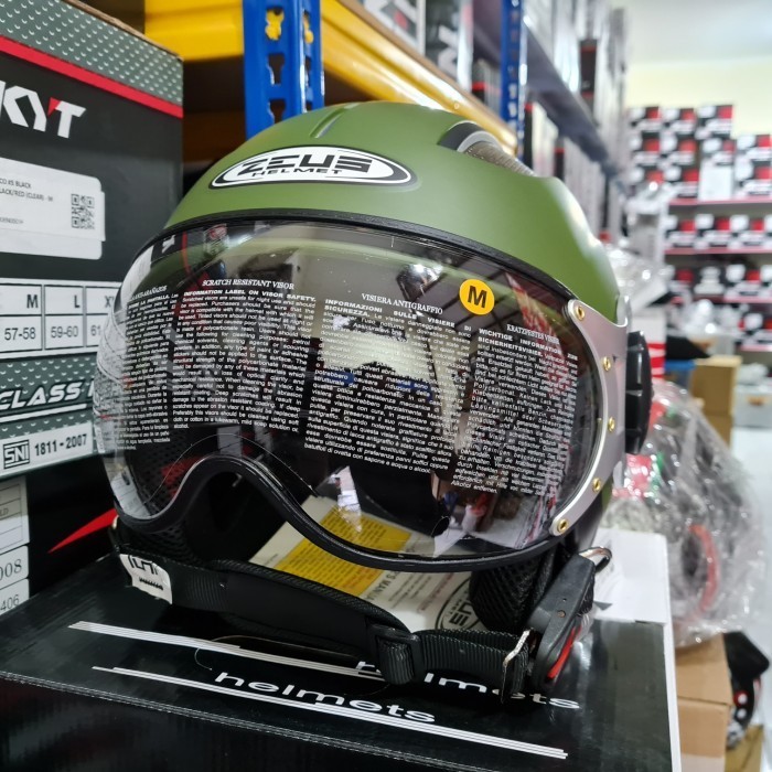 promo ZEUS Helm ZS 218 SOLID MATT GREEN ZS218