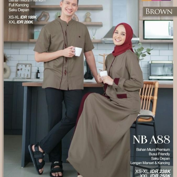 Nibras Couple 88 Warna Coklat Brown Sarimbit Lebaran Keluarga Terbaru Terbaik