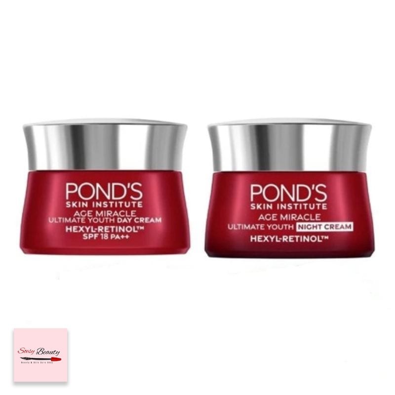 Pond's Age Miracle 9GR // Ponds Day Cream-Night Cream Moisturizer Anti Aging+Glowing With Retinol & 