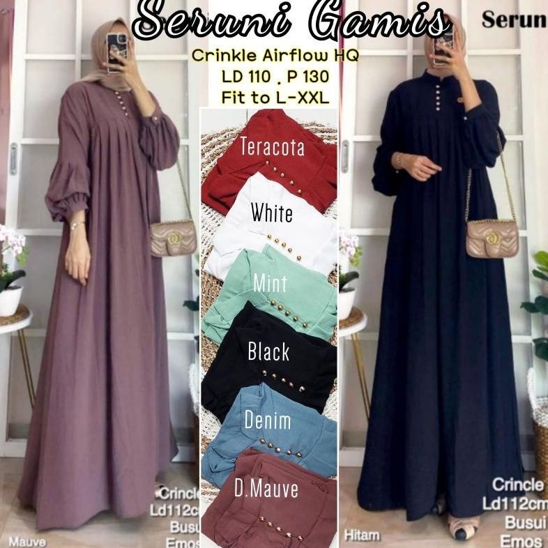 Flash Sale Seruni Emos Gamis Crinkle Airflow Ld 110 Cod