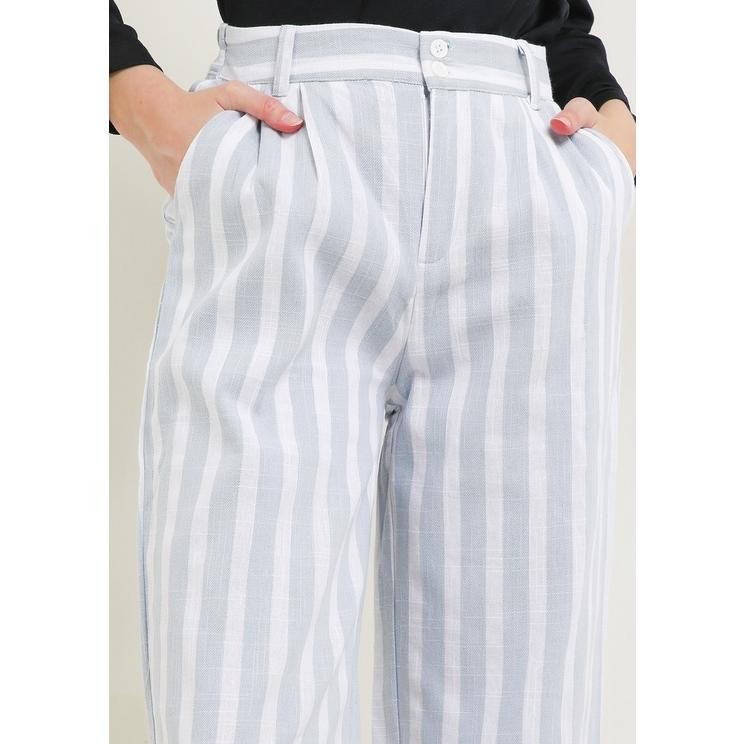 Diskon Besar Mfmw Schrover Celana Panjang Kulot Abu Motif Stripe Cod