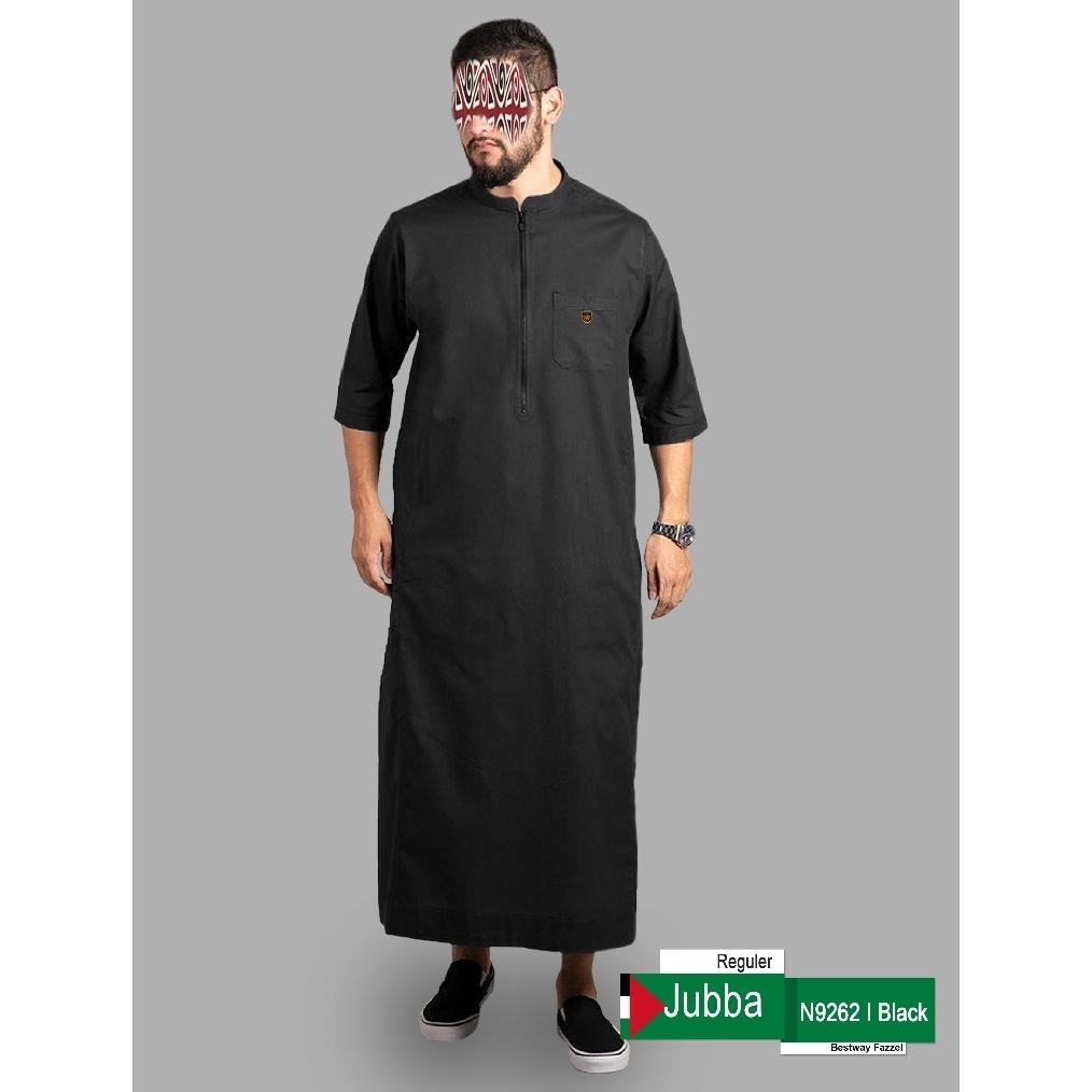 Big Sale Jubba Reguler Zipper N9261 Army | Jubah Saudi Lengan Baju Gamis Pria | Jubah Gamis Pria Pol