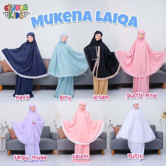 promo Mukena Laiqa Anak dan Dewasa by Gynura Kids Bahan Katun Polymicro